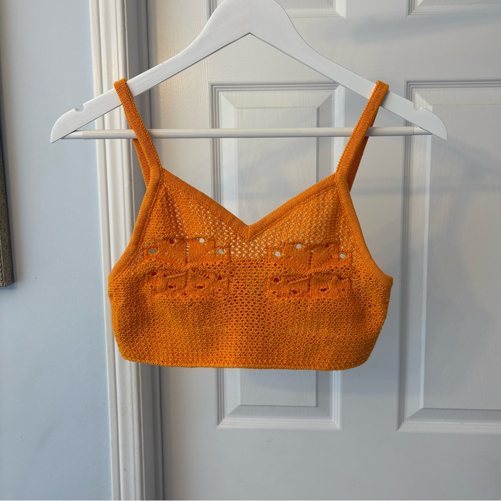 H&M Orange Crochet Bralette Top Size Small - Picture 8 of 11